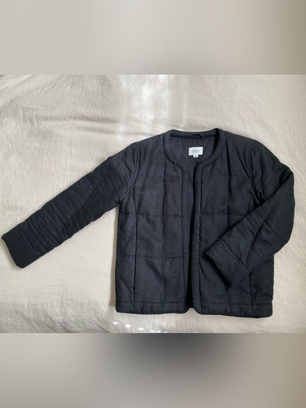 Wilfred Black Quilted Collarless Puffer Jacket